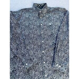 Cinch‎ Button Down Western Shirt Men's Medium Black Paisley Allover Cowboy Rodeo